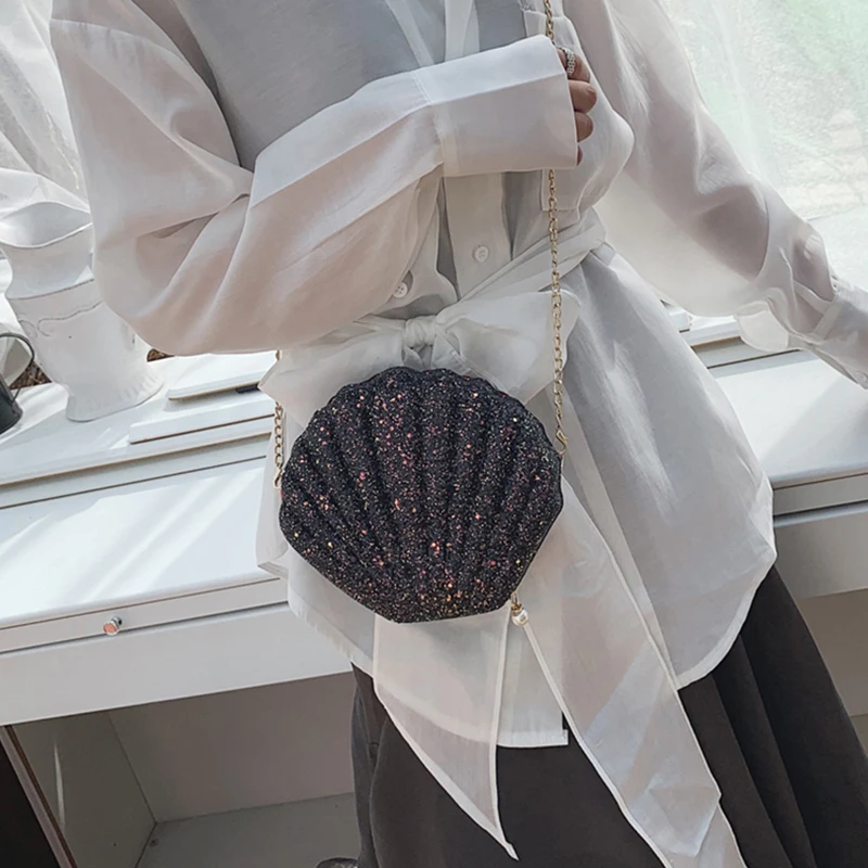 Новые модные цепи сумки через плечо маленькая сумочка в форме ракушки с