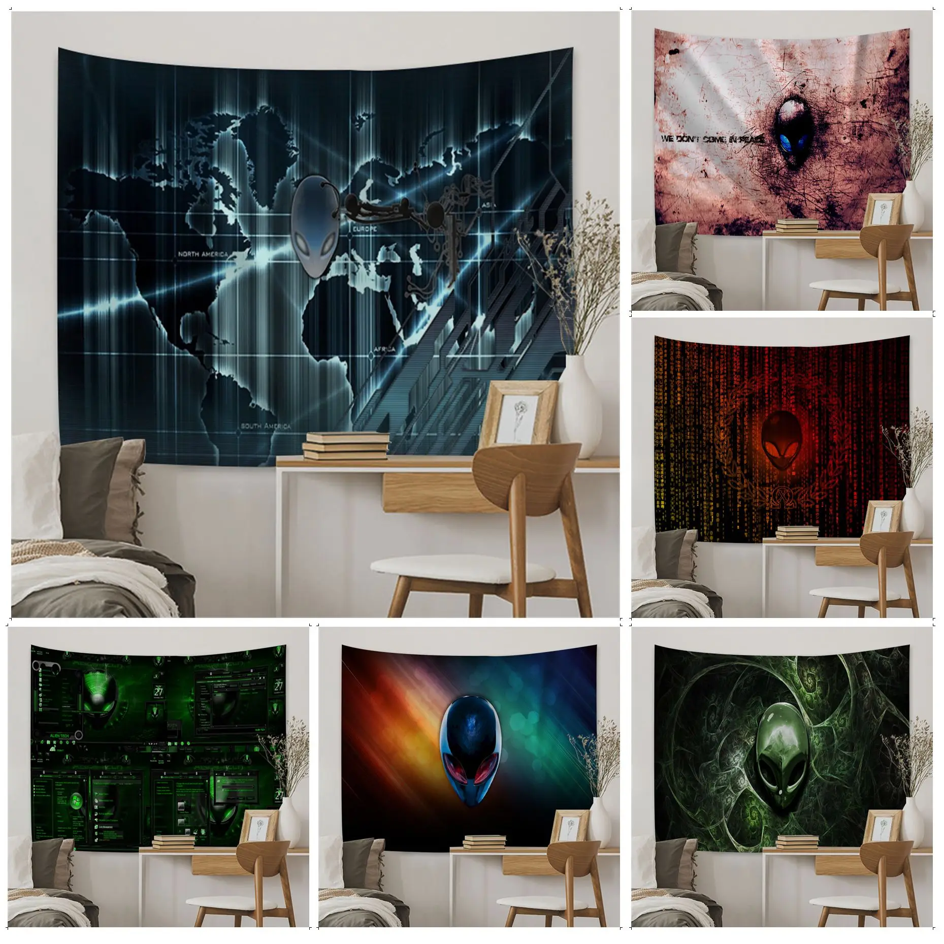 

Alienware Cartoon Tapestry Hanging Tarot Hippie Wall Rugs Dorm Japanese Tapestry