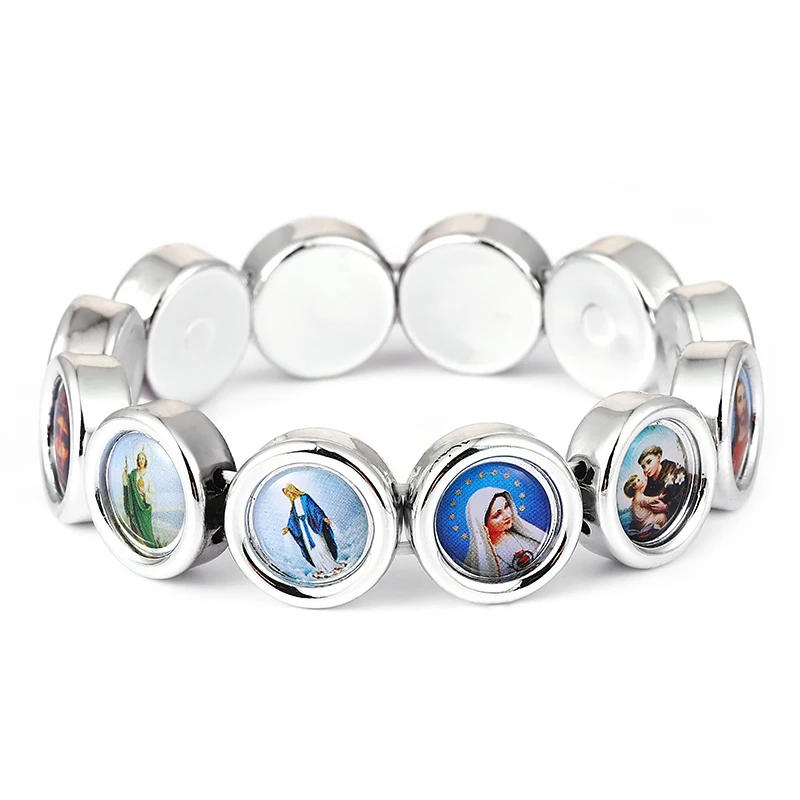 

2022 NEW DESIGN 16mm Icon Bracelet JESUS SAINTS Maria Angel Catholic Fashion Religious Jewellery Gifts for Mom Lover God Couple