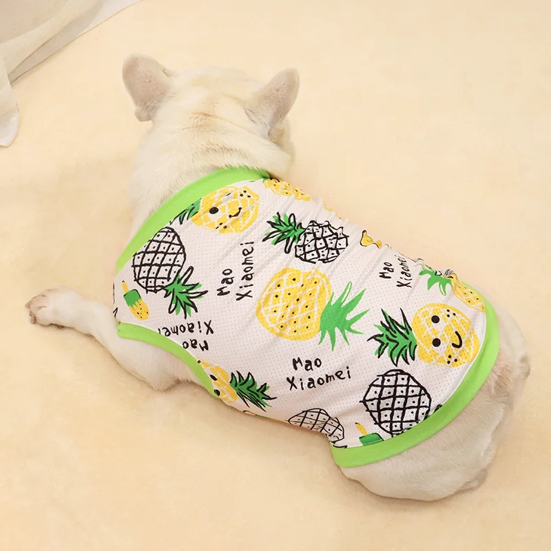 

Kawaii, охлаждающий жилет для маленьких и средних собак, Милая футболка с принтом фруктов для собак, забавная рубашка для французского бульдог...