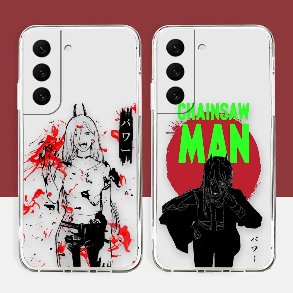 

Clear S22 Case For Samsung S30 S22 S21 S20 S10 NOTE 20 10 A03S A03 A02S FE LITE ULTRA PLUS PRO 5G Case Funda Font Chainsaw Man