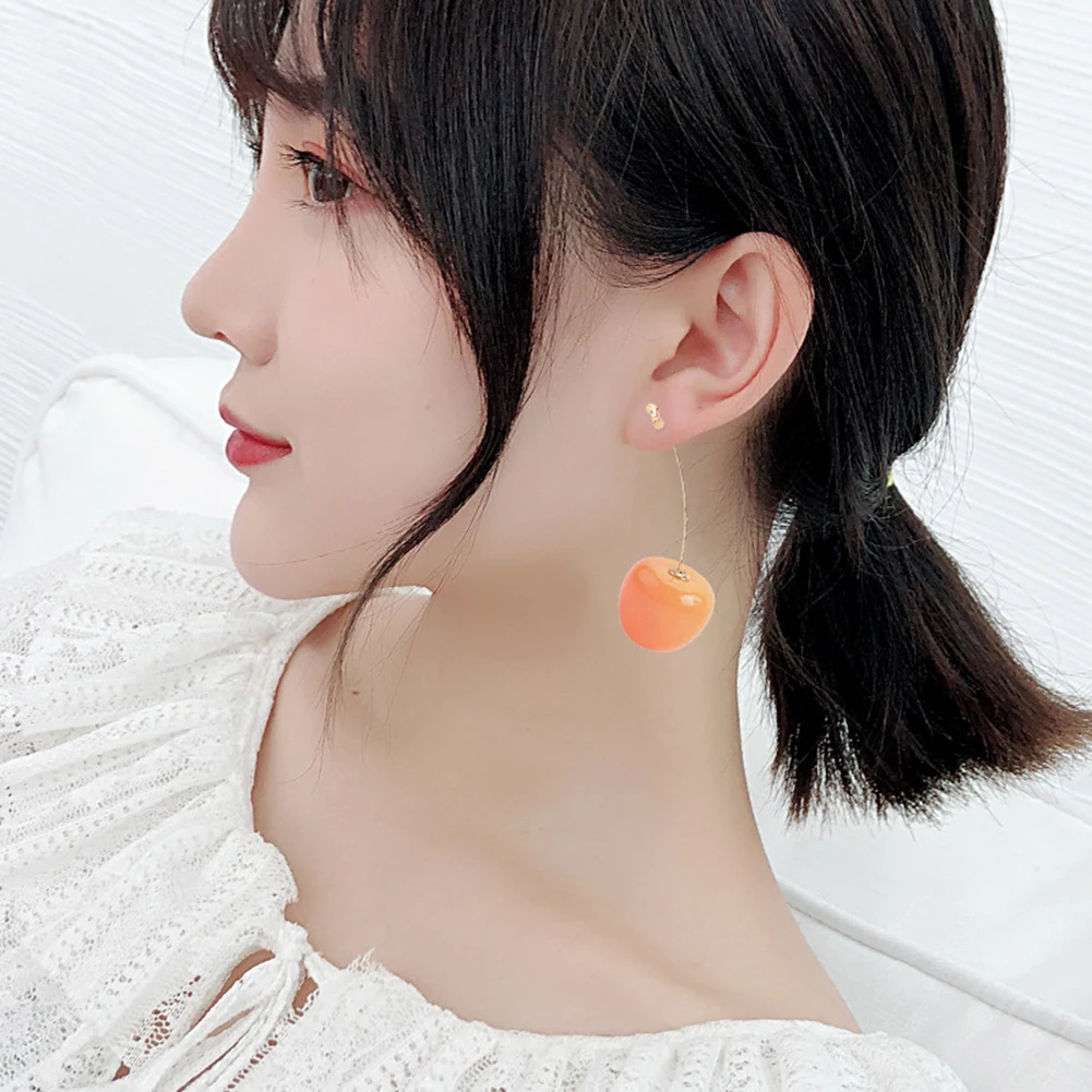 

1Pair New Cherry Drop Earring Fashion Red Sweet Fruit Long Earrings For Women Korean Simple Dangle Ear Rings Accessorie Jewelry