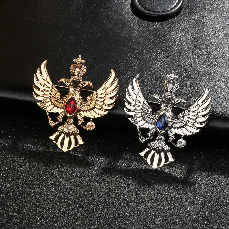 Neue Vintage Kristall Adler Broschen Crown männer Anzug Mantel Abzeichen Corsage Kragen Pin Brosche Schmuck Luxus Kleidung Zubehör – Detail 5