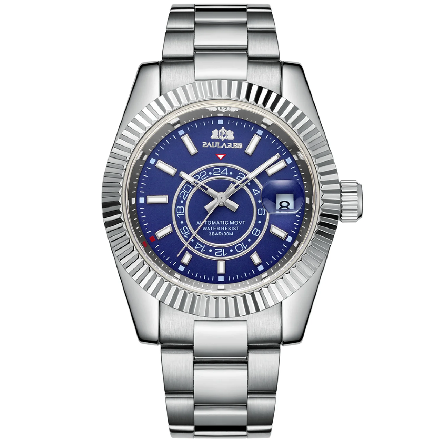 

Automatic Self Wind Mechanical Stainless Steel Strap Rose Gold Silver Blue Date Luxury Sky 40mm Men Watch