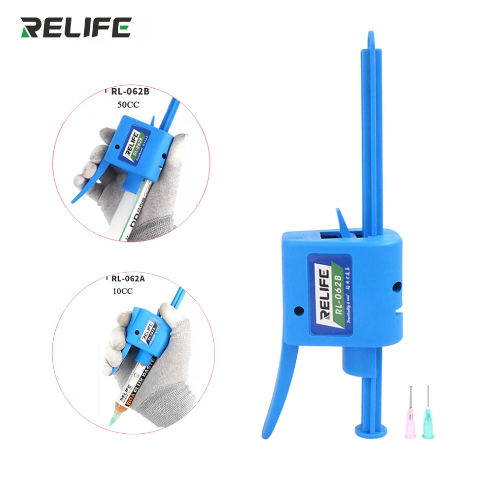 

RELIFE RL-062B 30CC~60CC Manual Glue Gun Needle Booster for Syringe Oil Solder Paste UV Solder Mask Oil Structural Adhesive