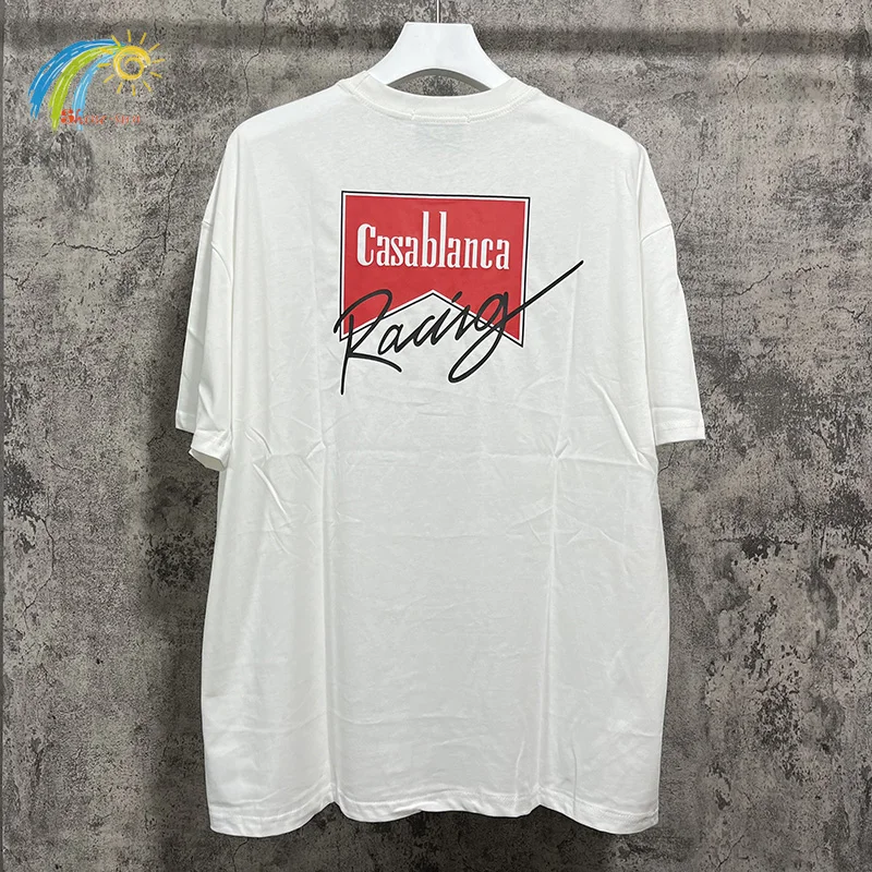 

Racing Black White Spring Summer New Casablanca T-shirt Men Women Casual Couple Fashion Short Sleeve Cotton Loose Top Tees