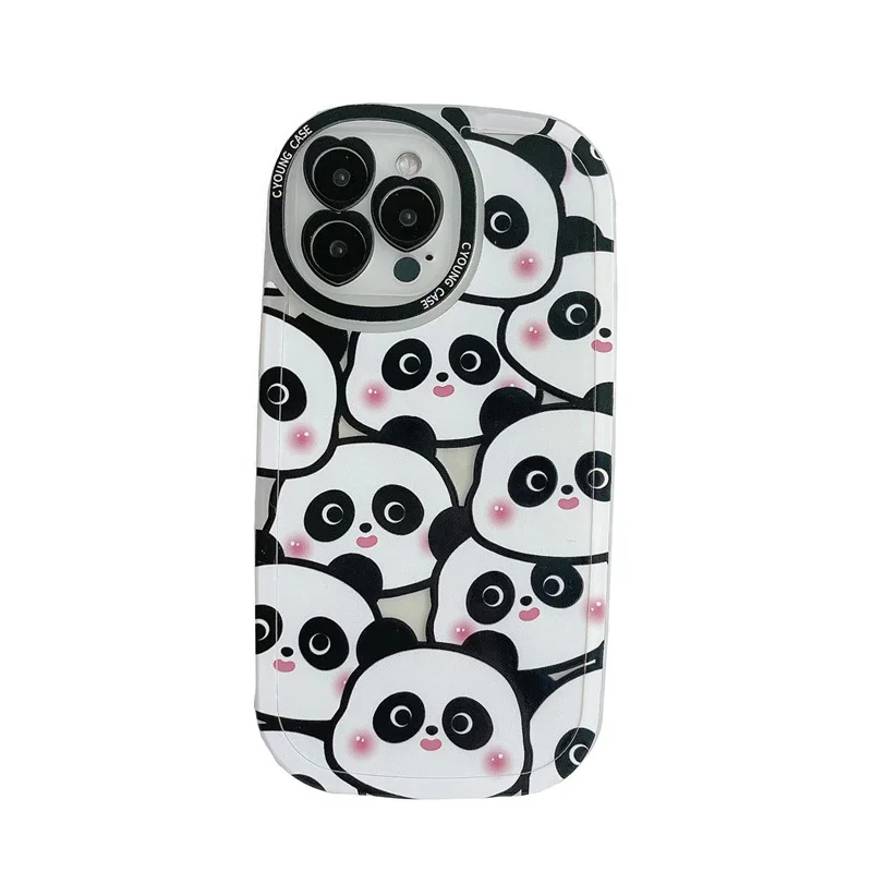 

Cute Panda Round Bracelet Phone Case Love Flower Chain Soft Cases for Girls Lens Protection Cover for Iphone 12 13 Pro Max