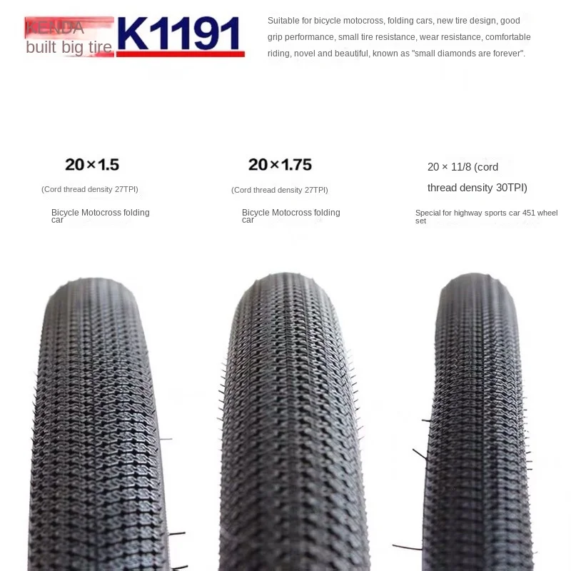 

Jianda 20 Inch Bicycle Tire 20X1.5 1.75 1.95 Thickened Bicycle Folding Car Children's Car Inner and Outer Tires