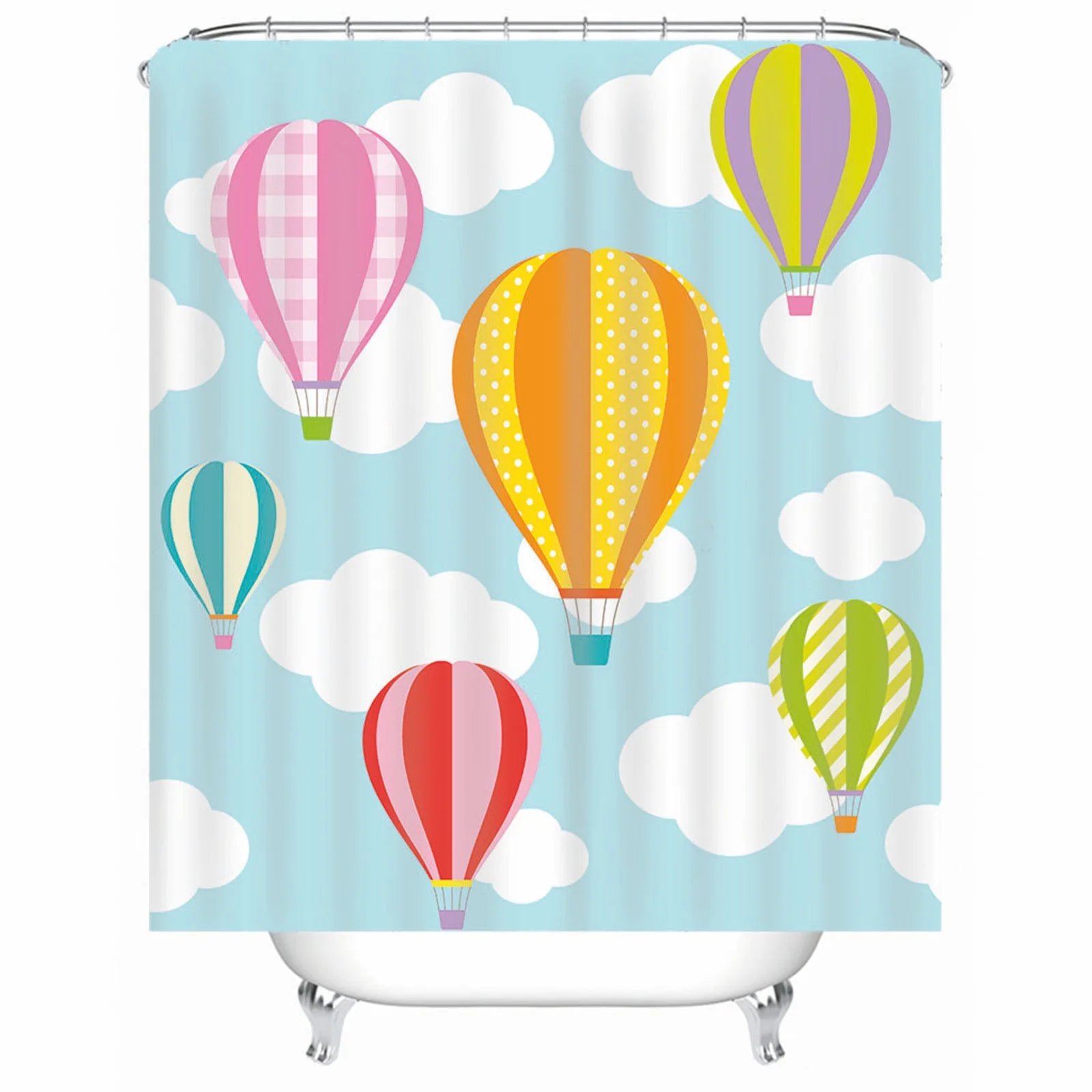 

Занавеска для душа, фермерский полиэстер, воздушный шар, синяя форма и устойчивость к плесени, водонепроницаемые с нержавеющими крючками