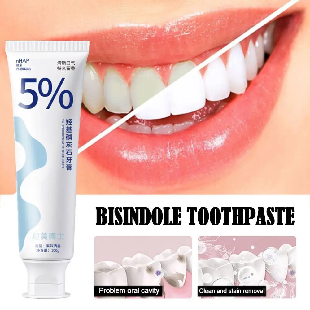 

100g Whitening Fresh Breath Brightening Bisindole Toothpaste Remove Stain Reduce Yellowing Care For Teeth Gums Oral