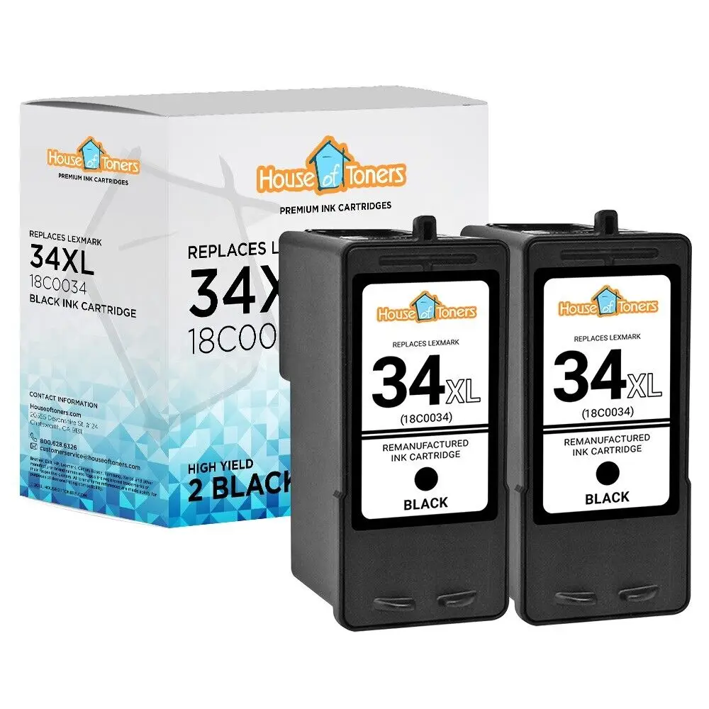 

2pk #34 Black for Lexmark X3300 X3350 X5250 X5270 X5450 X470 X7170 X7350 X8350