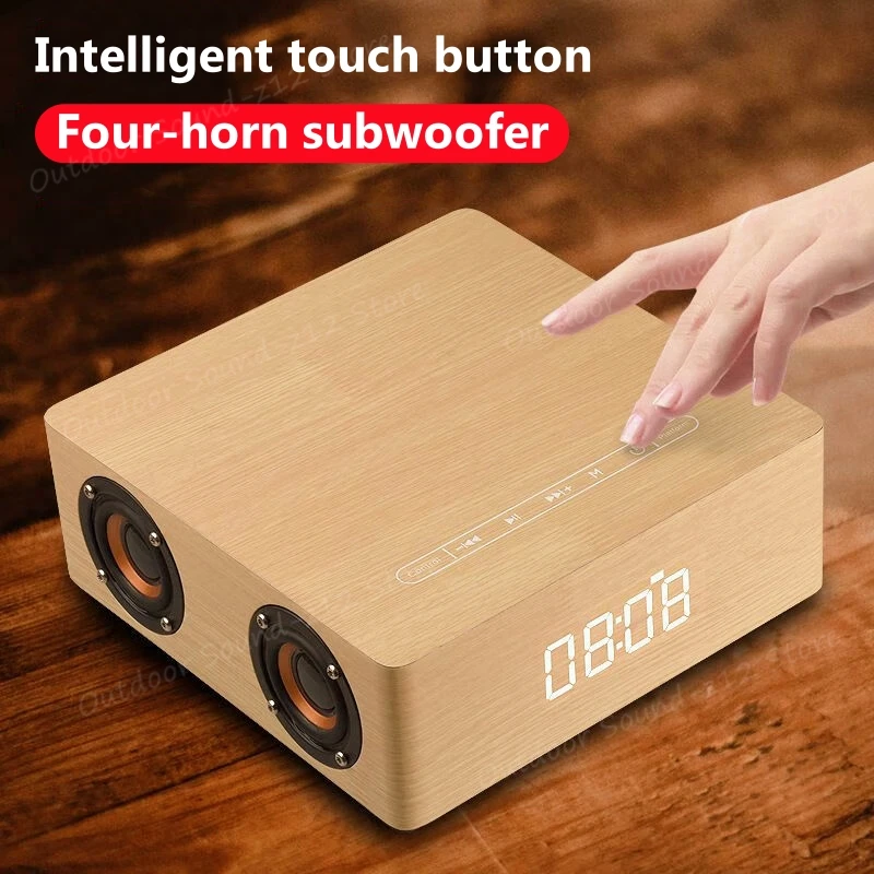 Новые Bluetooth-колонки QI беспроводная зарядка телефона будильник деревянные