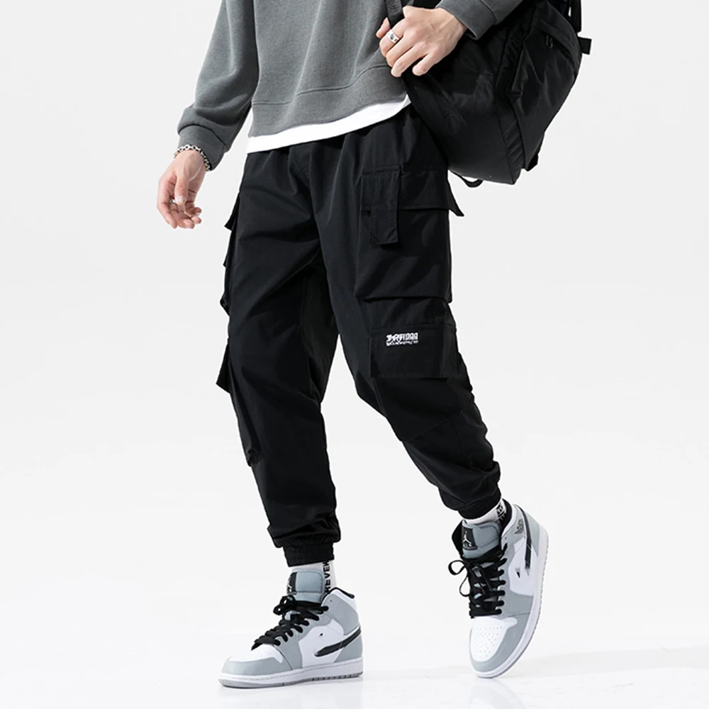 

Men Cargo Pants Hip Hop Joggers Mans Harem Pants Multi-Pocket Ribbons Man Sweatpants Streetwear Casual Mens Pants