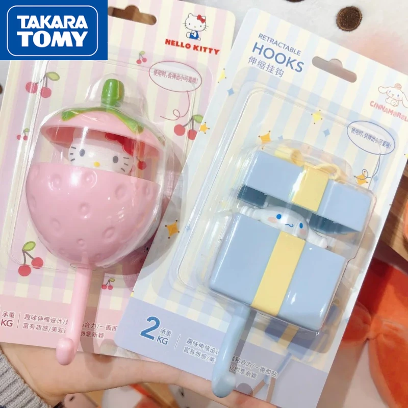 

TAKARA TOMY Cute Hello Kitty Retractable Hook Nail Home Sticky Hook Kitchen Bathroom Available Multi-function Punch-free Hook