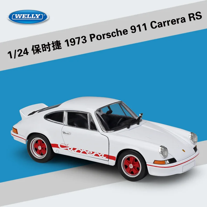 Welly 1:24 1973 Porsche 911 Carrera RS Sport Car High Simulation Vehicle Diecast Alloy Metal Model Car B141