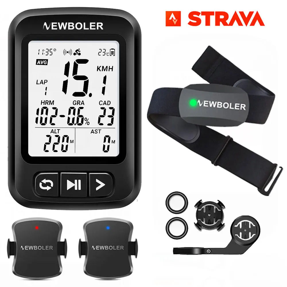 

Cycle Bike Computer GPS Wireless NEWBOLER Speedometer Odometer ANT+ Sync Sensor Stopwatch with Bracket Cadence Sensor STRAVA