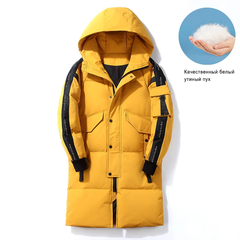 Man Jacket 2023 Winter Plus Long Down Jackets Warm Thick Hood Coats Men Fashion Outwear Outfits Classic Windproof Pockets Parkas