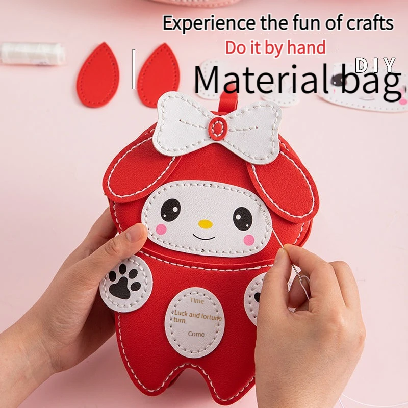 

Материал «сделай сам», ручная работа, сумка Sanrio, моя мелодия для плетения, кавайная аниме-фигурка, маленькая сменная Детская сумка для девочек, подарок, милый мультяшный