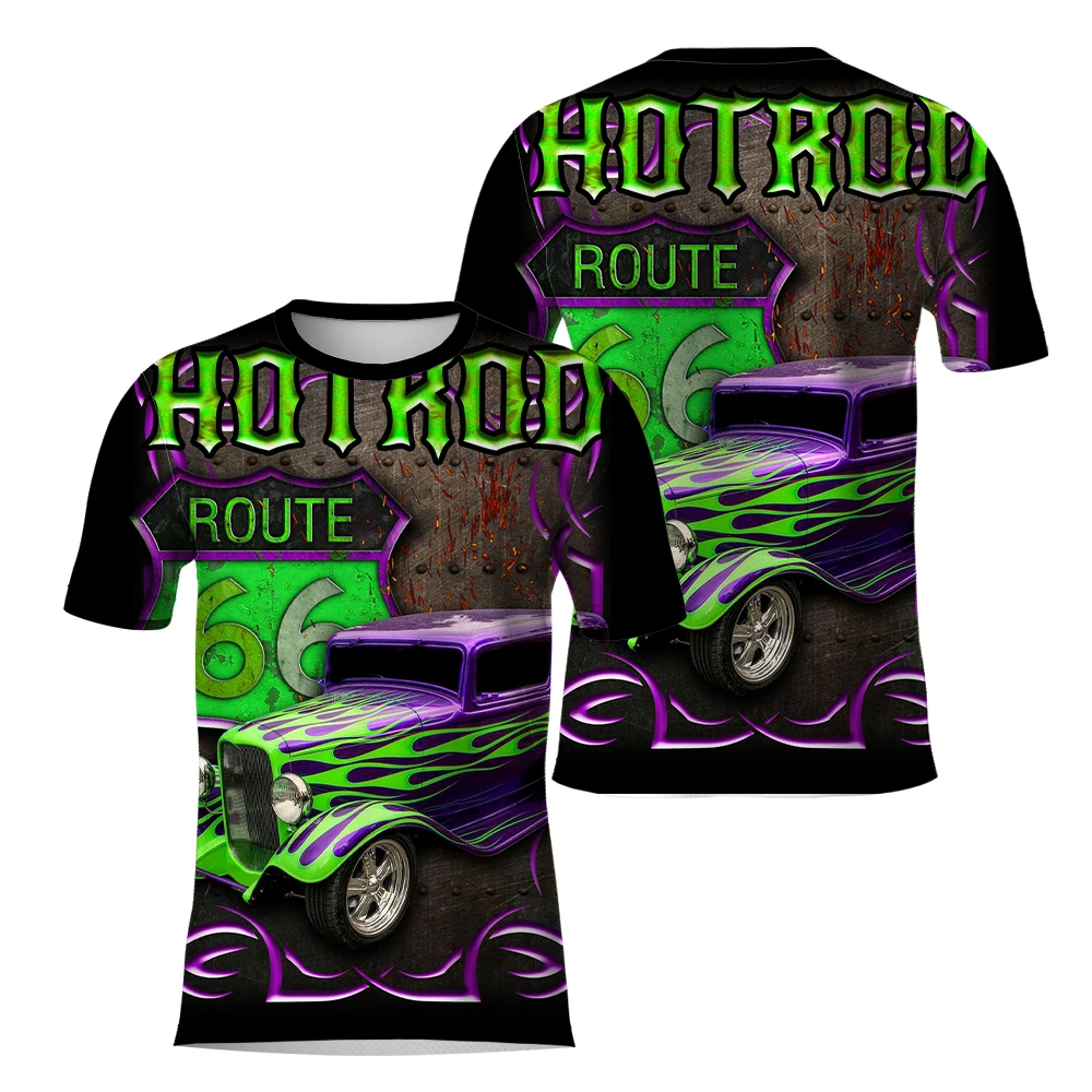 

New Men's Oversized T-Shirts Casual Sports Top Street Fashion Tops & Tees Route 66 Lovers Breathable Cycling Suits Short Sleeves