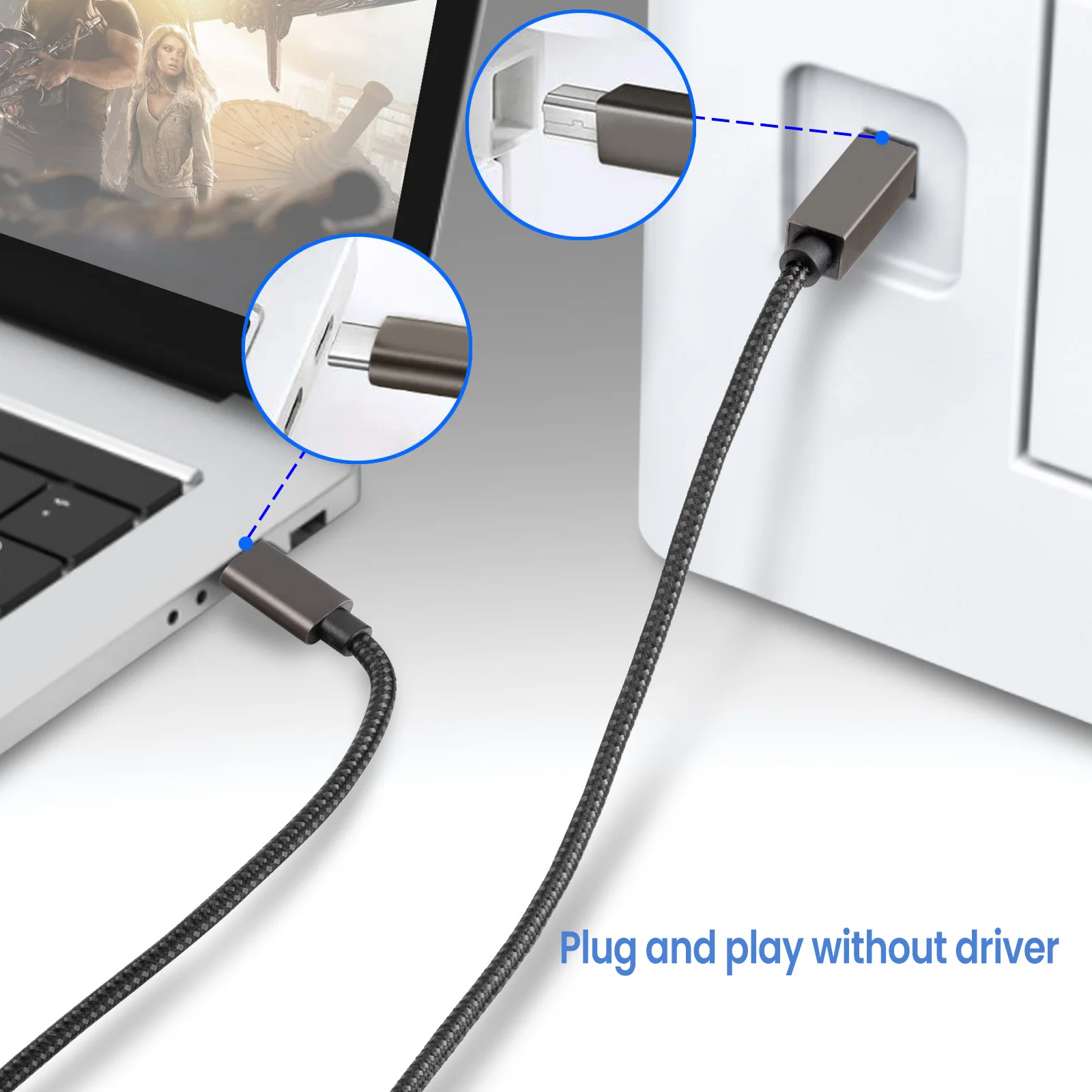 USB C к B 2 0 кабель для принтера плетеный шнур MacBook Pro Air Epson HP Canon Samsung принтер сканер