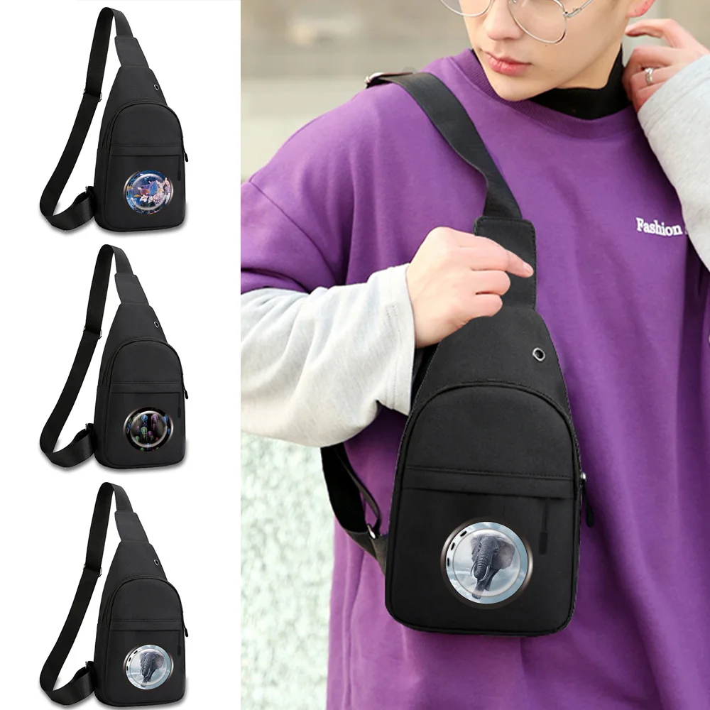

2022 Trend Men Shoulder Chest Bag Canvas Sport Crossbody Bag for Men Mobile Phone Chest Bag Animal Series Pattern