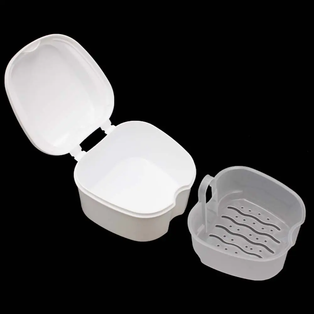 

Denture Bath Box Full Dental False Teeth Storage Case with Hanging Net Container Plastic Artificial Tooth Organizer Teeth Care