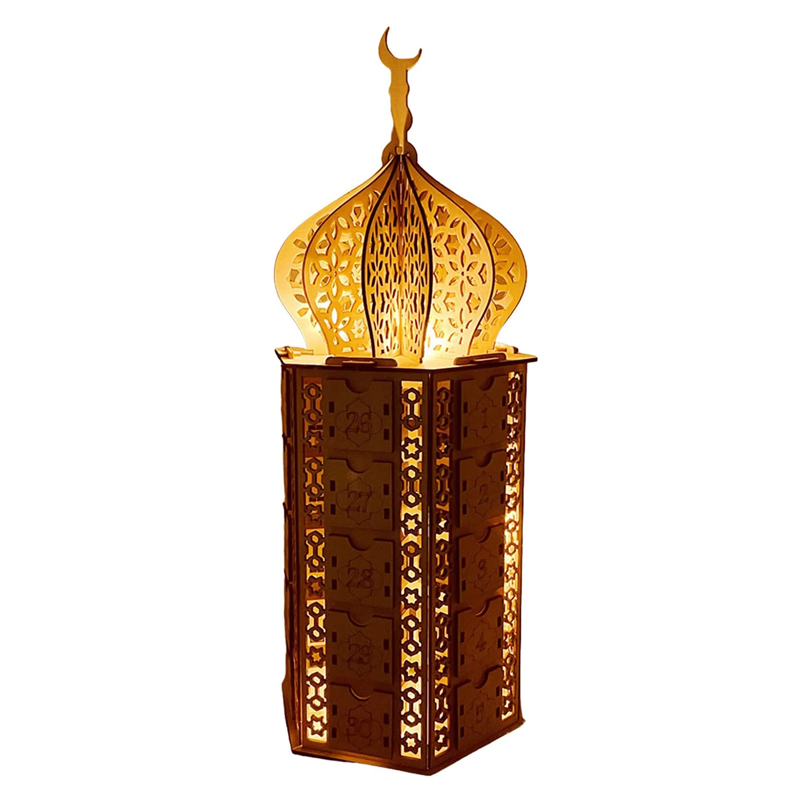 

Tabletop Wooden Moon Star Drawers Countdown DIY With Light Party Ramadan Advent Calendar Muslim Eid Mubarak Home Decor Ornament