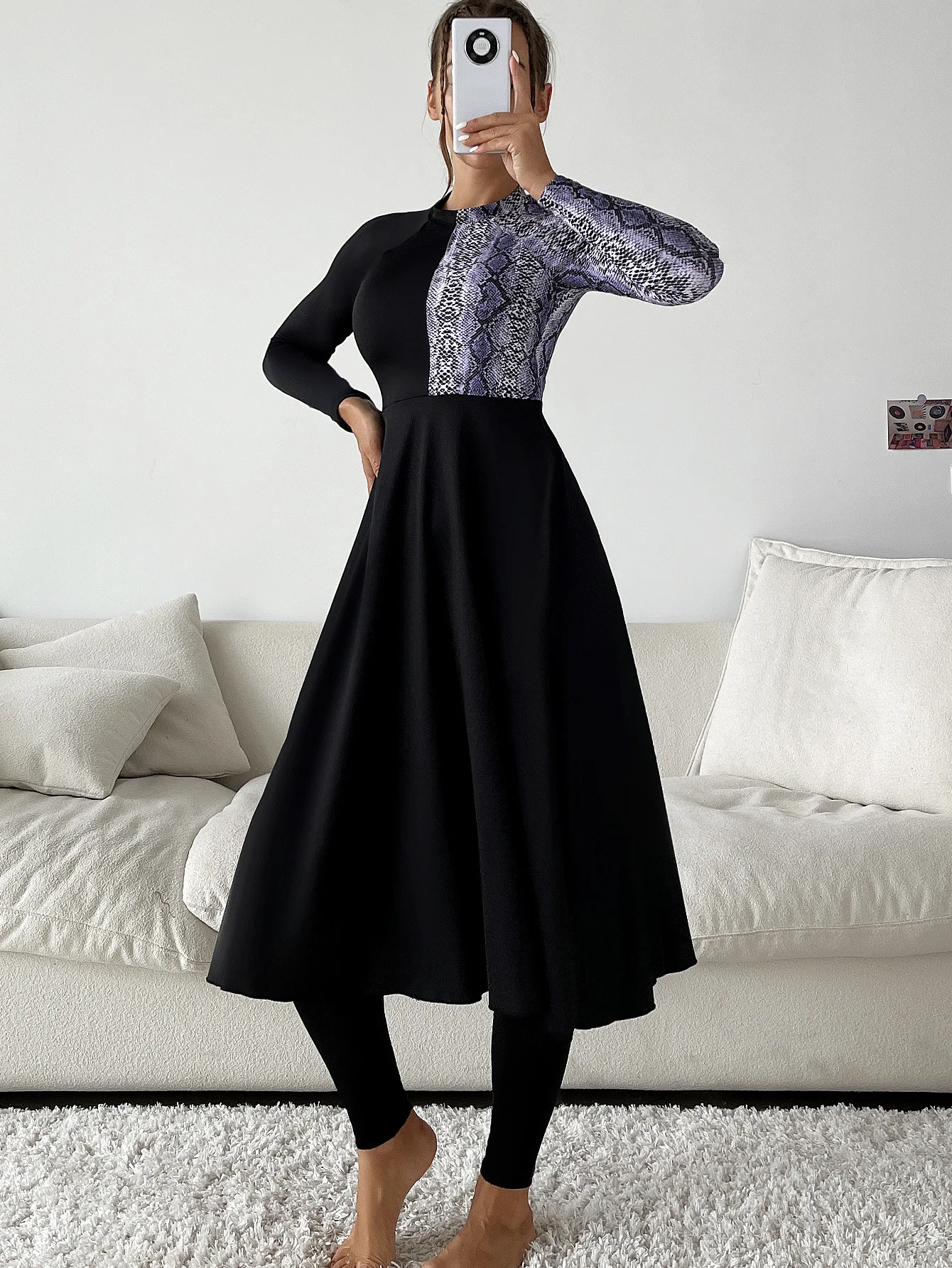 Burkini Femme Musulmane 2023 Abaya High Neck Conservative Swimsuit Long Skirt and Pants Two-piece Set Burkini Muslim Swimwear