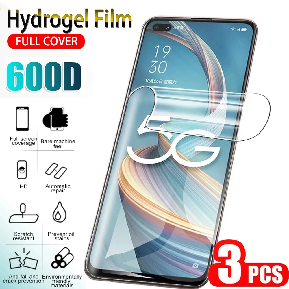 

3PCS For OPPO A5 A8 A9 2020 Hydrogel Film For OPPO A52 A72 A92 A12 A53S A76 A91 A95 A96 A94 A74 A54 Screen Protector