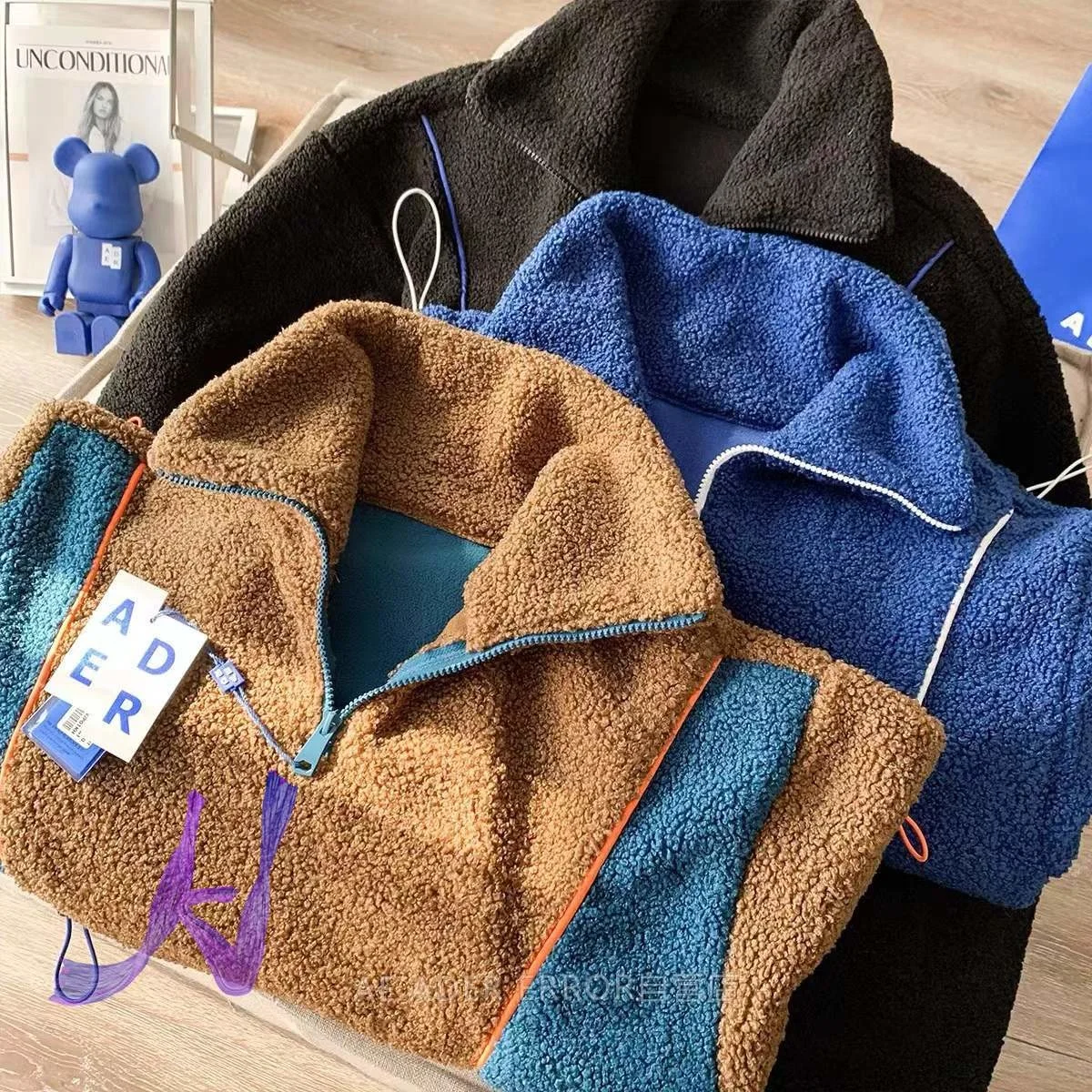 

Ader Polar Fleece Zipper Sweatshirts Women Casual Fashion Color Matching ADER Pullovers Mens Clothing