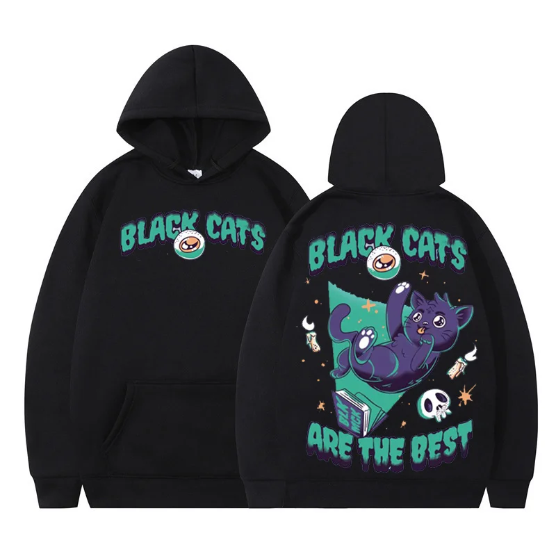 

Spring and Autumn New Black Hooded Men's 2023 Casual Loose Couple kitten printing Lazy Style Hoodie Sweatshirt Tops Trendy Brand