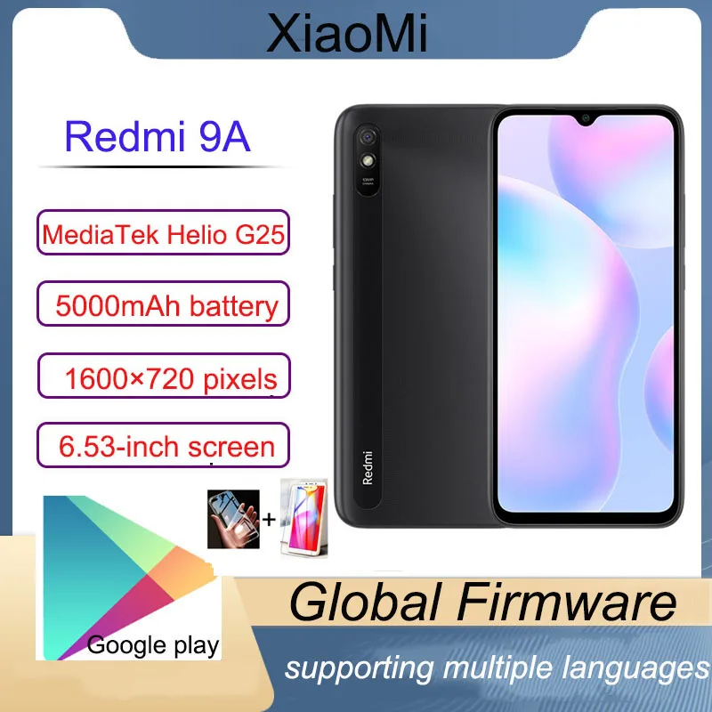 Xiaomi Redmi 9A smartphone 6.53 HD+ display 5000mAh battery MediaTek Helio G25 processorRandom color with gift