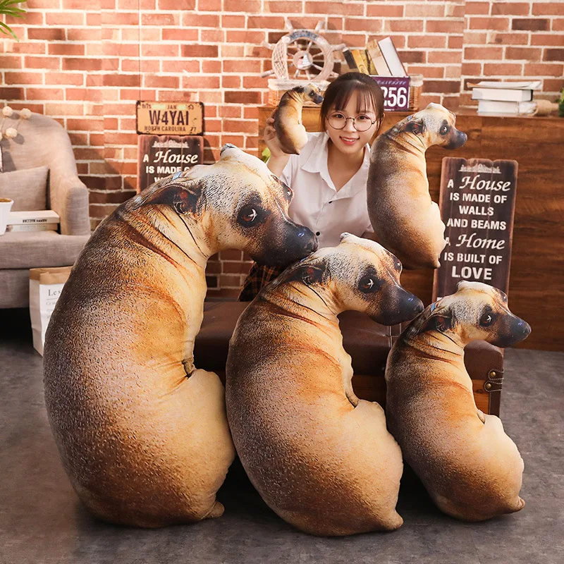 

2023 HOT 50cm 3D Lifelike Animal Cute Bend Dog Printed Throw Pillow Funny Dog Head Cosplay Favorite Toy Cushion for Home