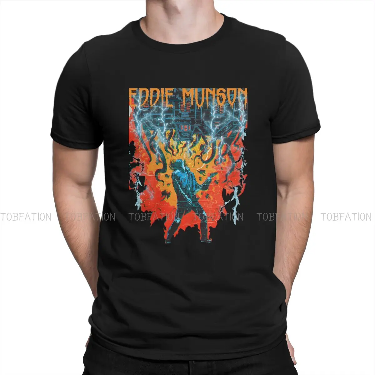 

Stranger Things Eddie munson Play Guitar Tshirt Harajuku Alternative Men's Tees Tops Oversized Cotton Crewneck T Shirt