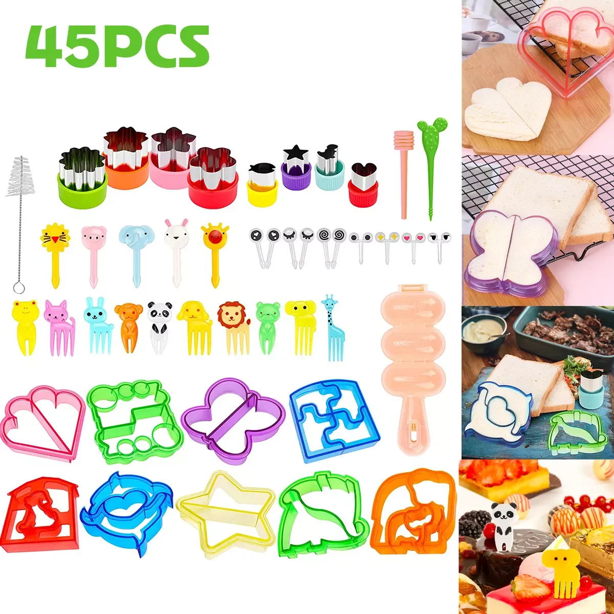 

45Pc Sandwich Cutter Set Stainless Steel Fruit Vegetable Cutter Shapes DIY Cookie Mold Bread Mould Kitchen Bento Tools