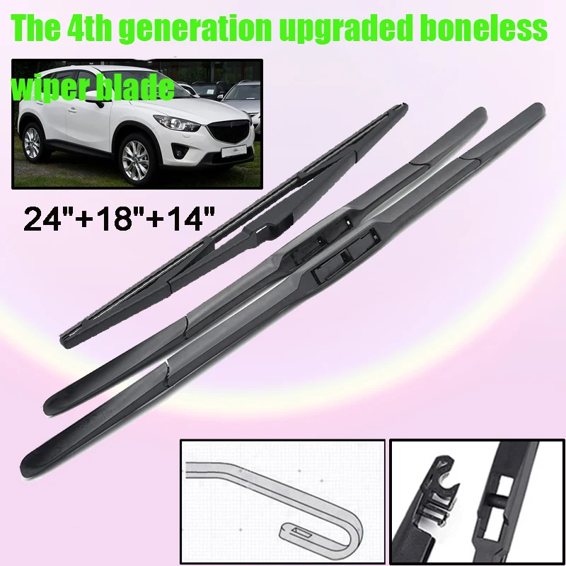 

Комплект щеток стеклоочистителя переднего и заднего стеклоочистителя для Mazda CX-5 CX5 KE 2012-2017, щетки для лобового стекла 24 "+ 18" + 14"