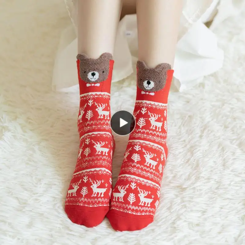 

Носки хлопковые с плюшевой текстурой, впитывающая влагу ткань с оленем, жаккардовые носки средней длины из чесаного хлопка, аксессуары для одежды