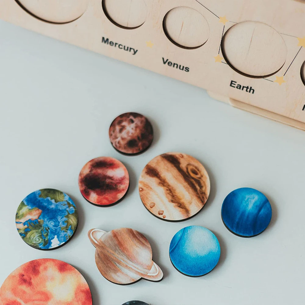 Деревянная головоломка с солнечной системой детская настольная игра для детей