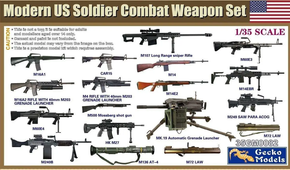 

Gecko Models 35GM0082 1/35 Modern US Soldier Combat Weapon Set Model Kit