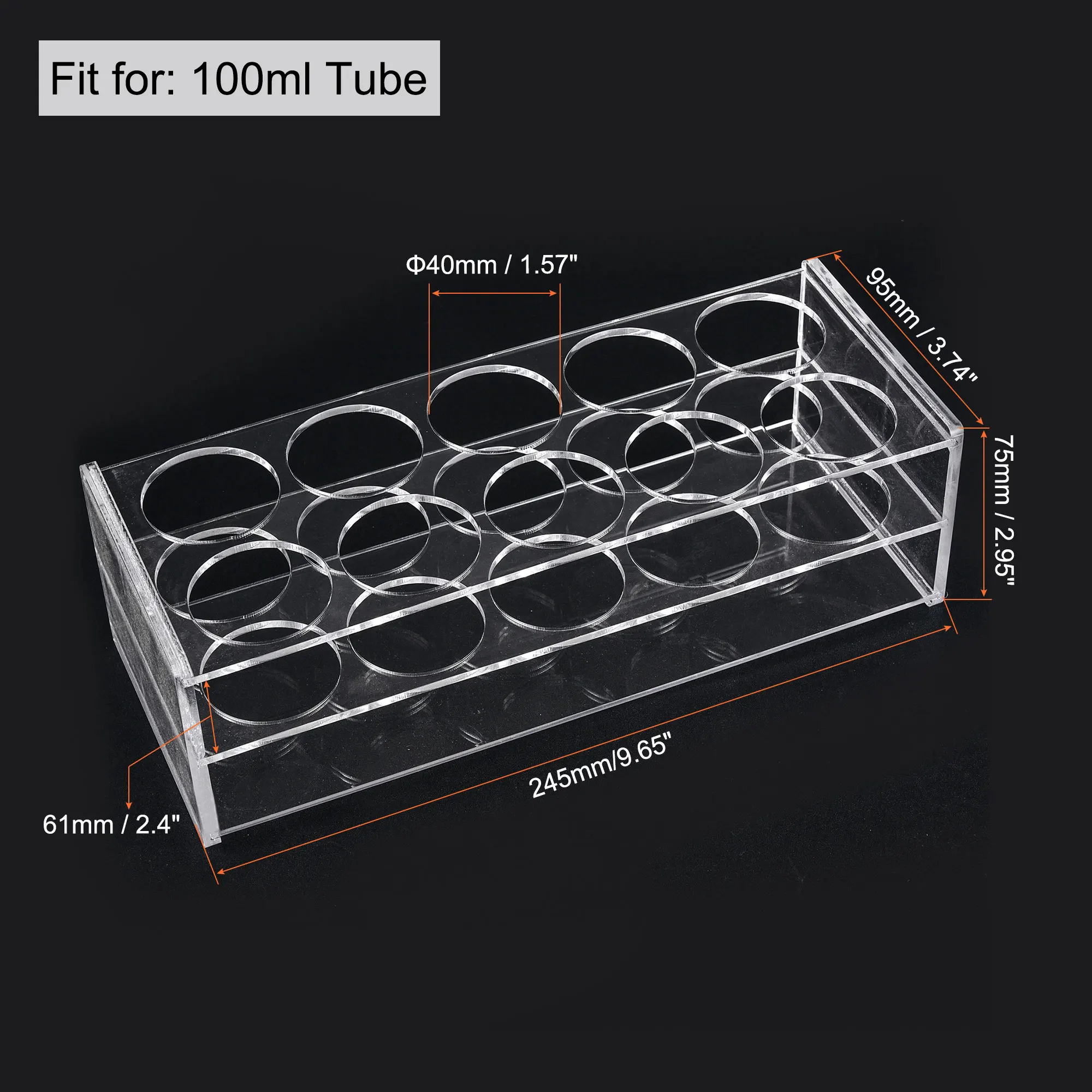 Uxcell Test Tube Rack Holder 40mm Hole Diameter 10-Well Acrylic Clear for Lab 100ml | Other Tool Parts