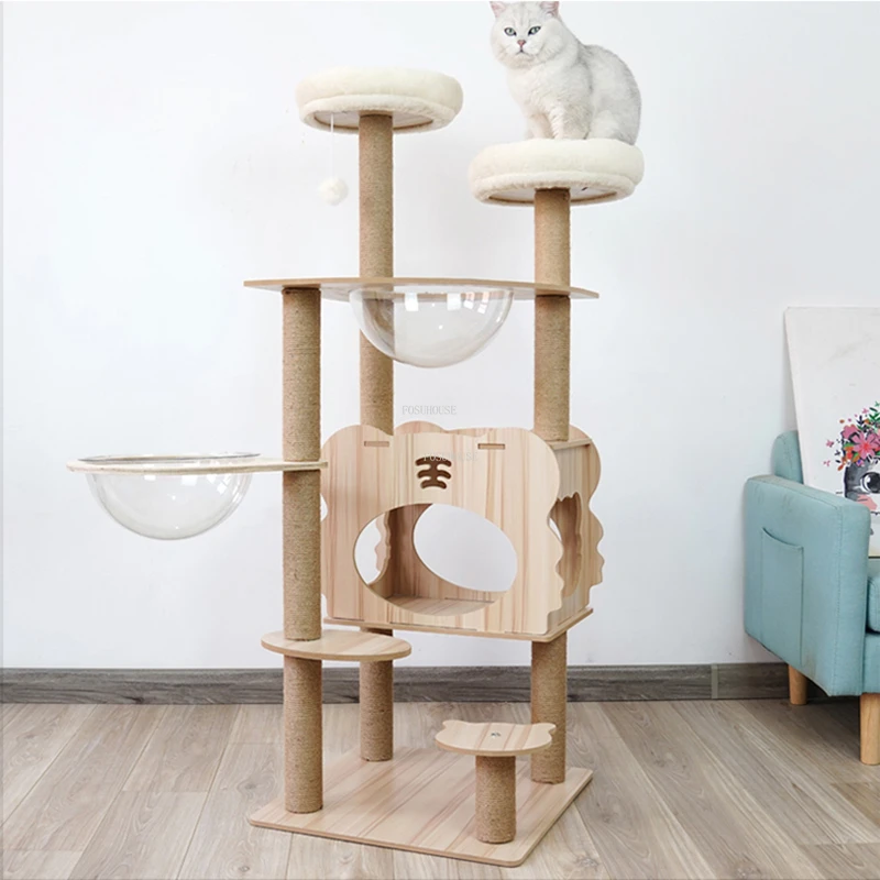 

Домашняя простая Когтеточка, кошачий наполнитель, кошачье дерево, все-в-одном, кошачья прыгающая платформа, современная деревянная рамка для кошачьего лазания, игрушки для кошек