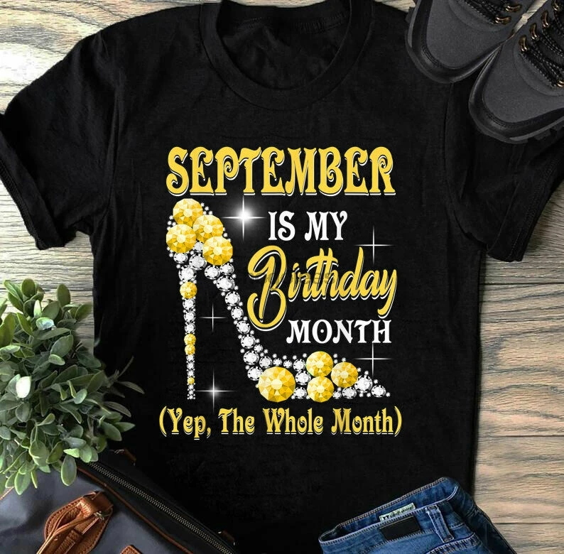 Сентябрь-мой день рождения месяц да футболка на весь с туфлями S_6XL - купить по
