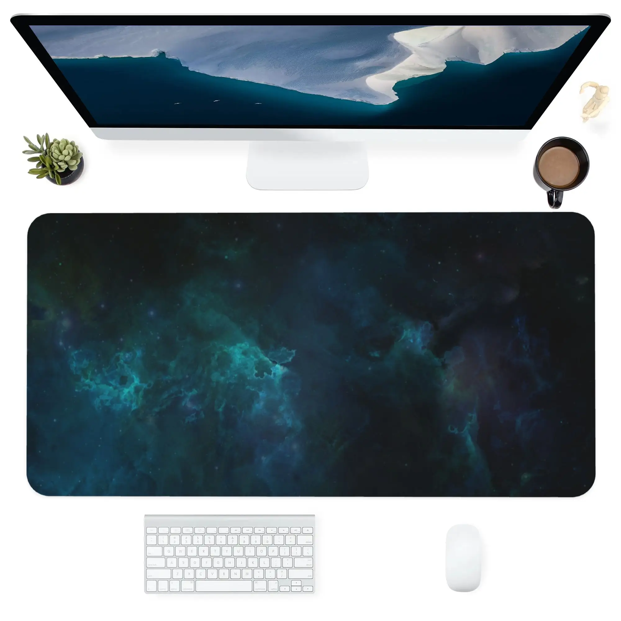 

Keyboard Computer Office Supplies Accessorie Mouse Pad Durable Personalized Large Square Desk Pads Mat Green Mist Pattern Gift