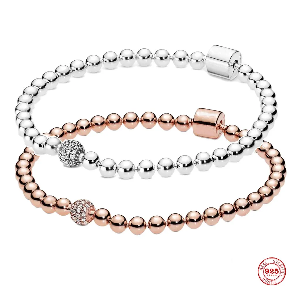 

Браслеты из серебра 2023 пробы с бусинами и пряжкой из розового золота