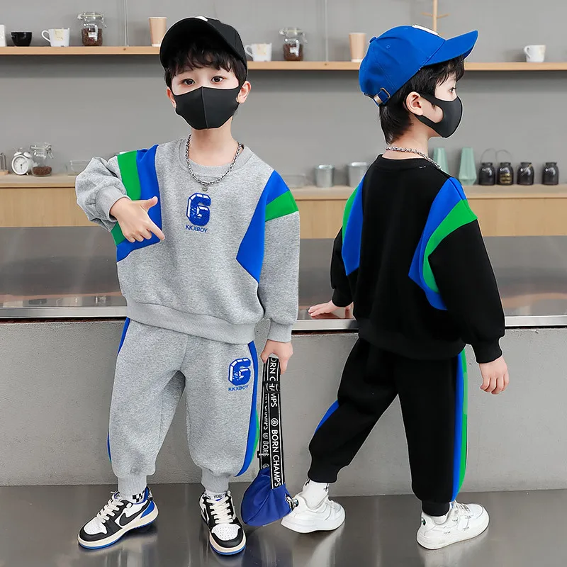 2023 Spring Boys Clothing Sets Long Sleeve Sweatshirts+pants 2 Pcs/set Sports Suits for Kids Teenager Tracksuits School Clothes