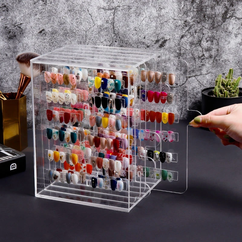

5 Layer Nail Art False Tips Pull Style Display Board Transparent Acrylic Dust Proof Storage Box Showing Shelf For Manicure Tools
