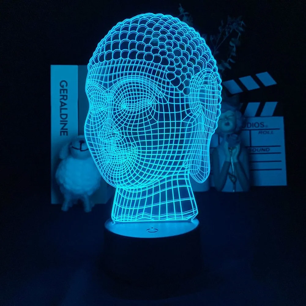 

Buddha Night Lamp 7 Color Changing 3D Atmosphere Nigh Light 3D Visual Illusion LED Lamp for Kids Toy Christmas Birthday Gifts
