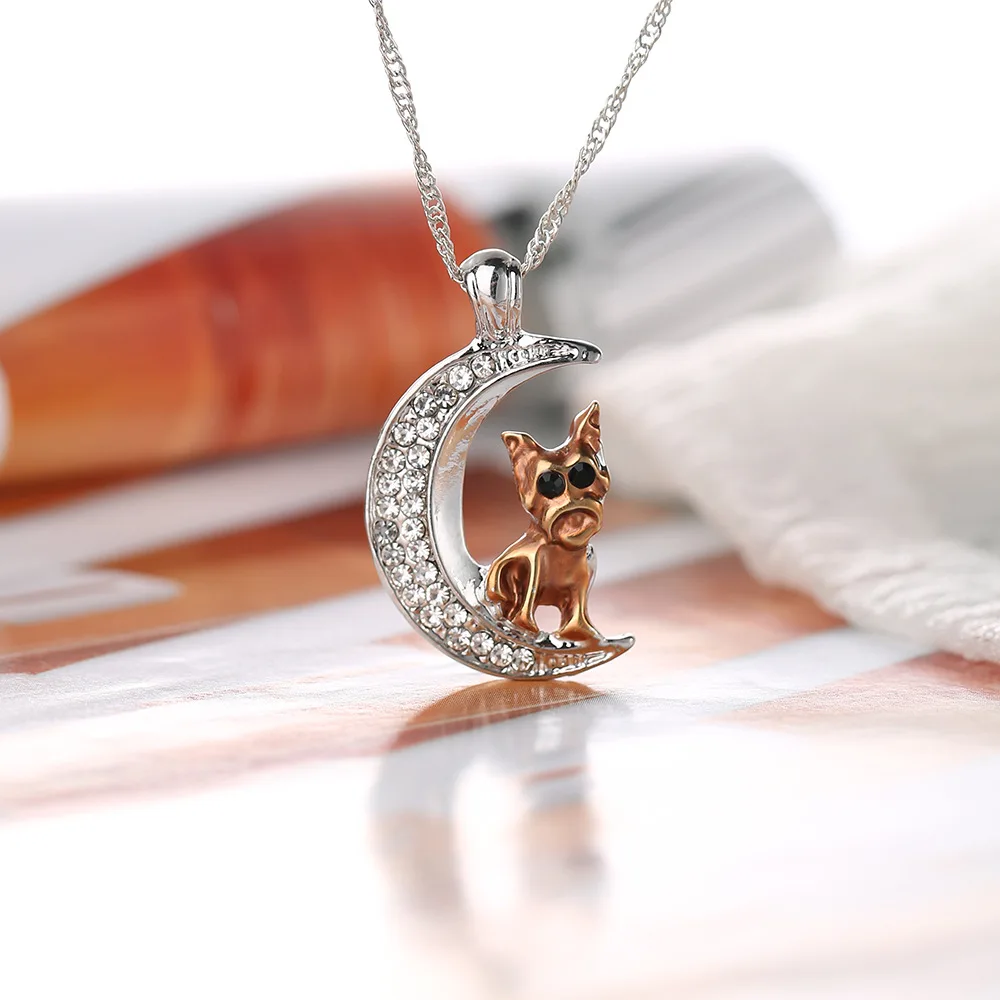 

Animal pendant necklace jewelry personality moon puppy necklace diamond necklace jewelry