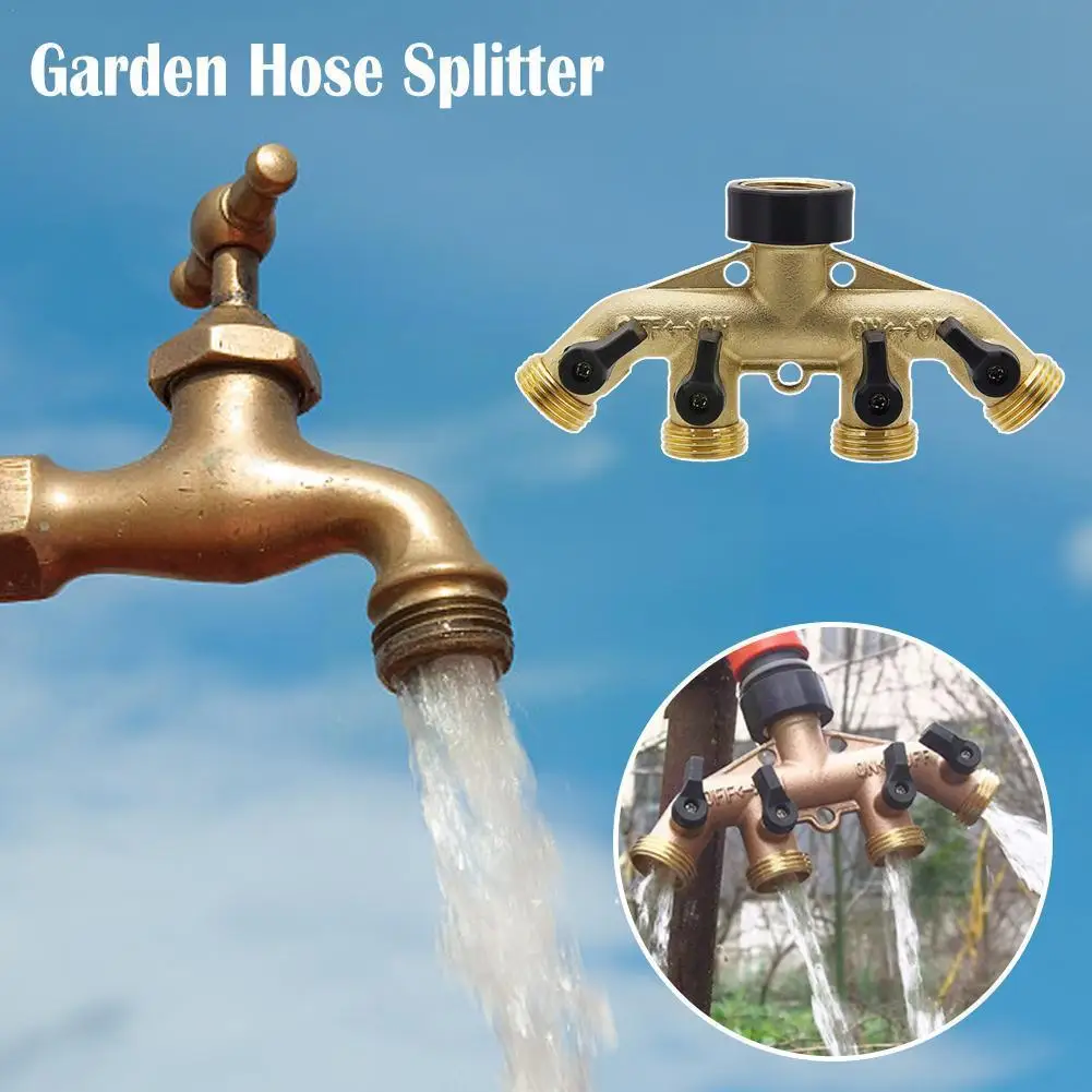 

1pc 3/4" Threaded 4-way Hose Diverter Garden Irrigation Optional Faucet Standard Water Adapter Euro/us Control X4r0