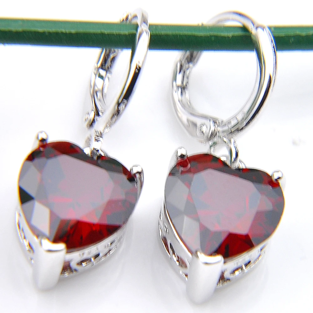 Фото Серебряные серьги-подвески Luckyshine Classic с ониксом, морганитом, перидотом, гранатом, белым, розовым и синим топазом №5